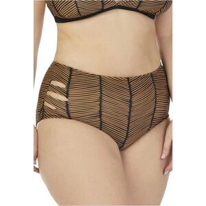 Raisins Curve Plus Size Maharani Printed Cutout Mid-Rise Bikini Bottom 24W